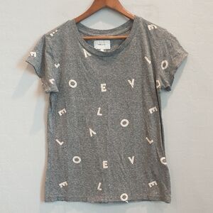 Anthropologie Current/Elliott Heather Gray Graphic Tee Love Logo
